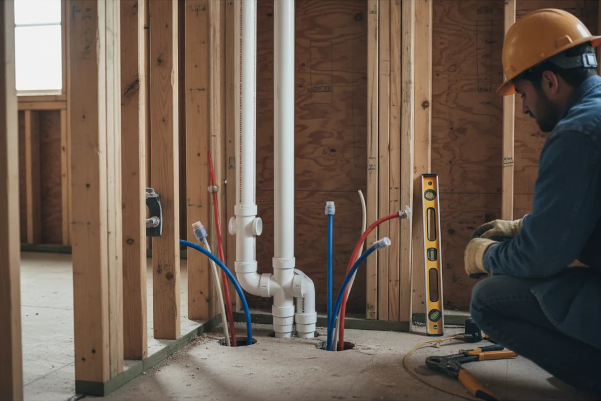 Drain and supply rough-in during Leak Detection in Rosamond